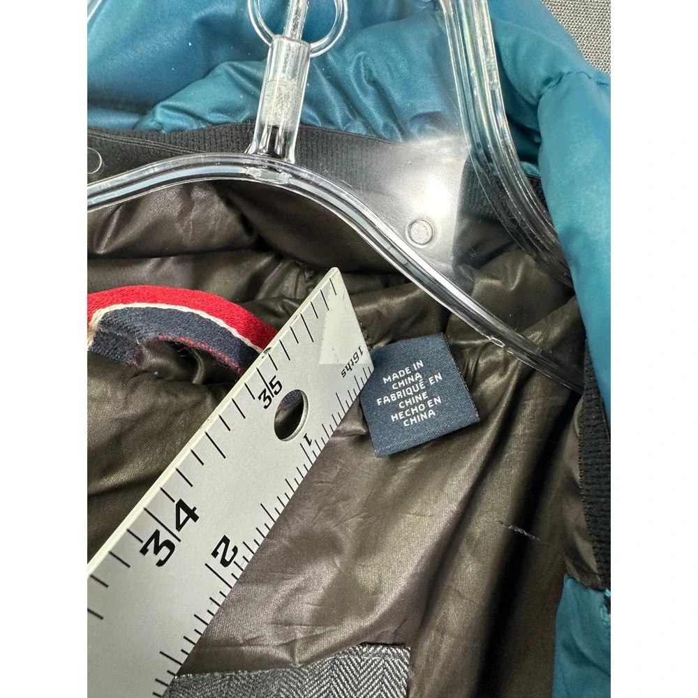 Tommy Hilfiger Men's Puffer Vest Teal‎ Blue Hooded Quilted Full Zip Size Large